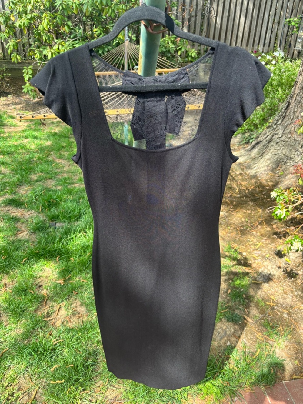 Valentino Black Cap-Sleeve Mini Dress with Lace Back